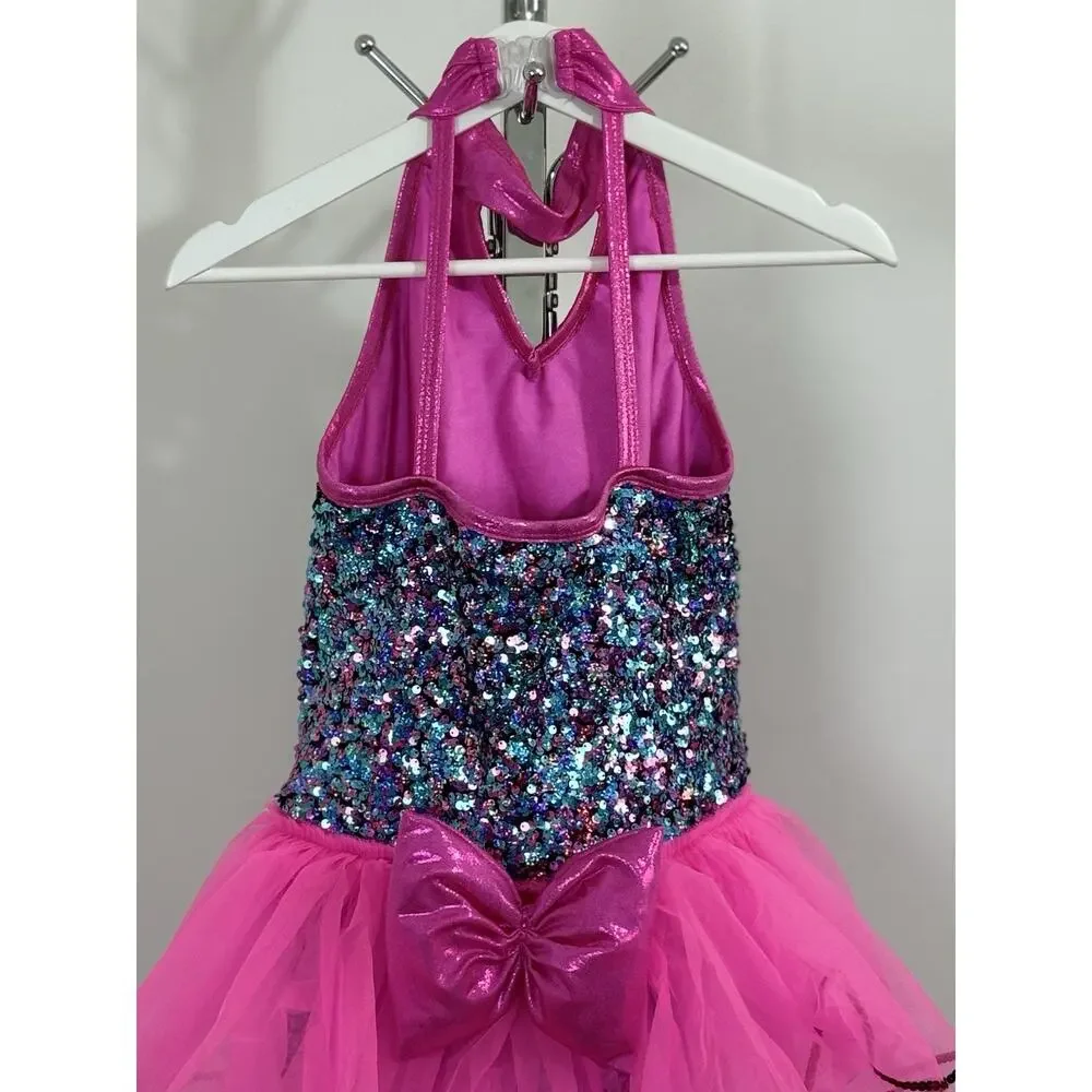 A Wish Come True Girls Size XL Sequin Dance Costume Leotard Tutu Skating